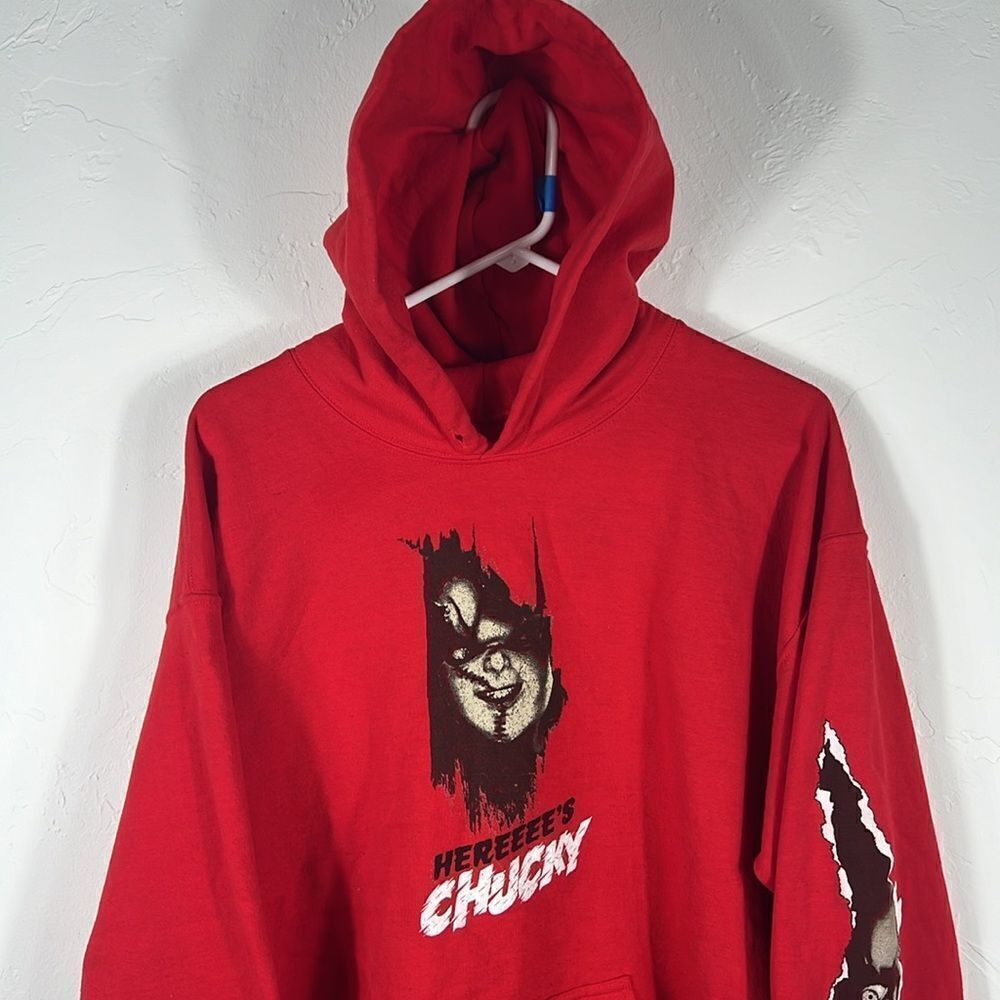 🔥🔥 HEREEEE’S‎ CHUCKY Horror Scary Movie HOODIE SWEATSHIRT - Sz M - EXCELLENT